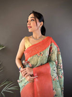 Thumbnail for Sonakshi Women's Gajri Blend Silk Jacquard Woven Traditional Saree with Blouse