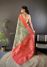 Thumbnail for Sonakshi Women's Gajri Blend Silk Jacquard Woven Traditional Saree with Blouse