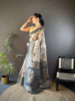 Thumbnail for Sonakshi Women's Grey Blend Silk Jacquard Woven Traditional Saree with Blouse - Distacart