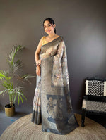 Thumbnail for Sonakshi Women's Grey Blend Silk Jacquard Woven Traditional Saree with Blouse - Distacart