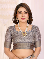 Thumbnail for Sonakshi Women's Silver Mulberry Silk With Digital Prints Saree with Blouse