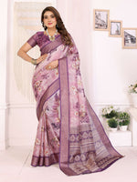 Thumbnail for Sonakshi Women's Jamli Mulberry Silk With Digital Prints Saree with Blouse