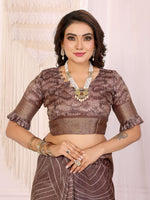 Thumbnail for Sonakshi Women's Coffee Mulberry Silk With Digital Prints Saree with Blouse