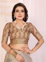 Thumbnail for Sonakshi Women's White Mulberry Silk With Digital Prints Saree with Blouse