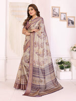 Thumbnail for Sonakshi Women's Purple Mulberry Silk With Digital Prints Saree with Blouse