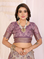 Thumbnail for Sonakshi Women's Purple Mulberry Silk With Digital Prints Saree with Blouse