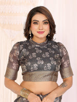 Thumbnail for Sonakshi Women's Grey Mulberry Silk With Digital Prints Saree with Blouse