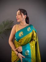 Thumbnail for Sonakshi Women's Mehendi Banarasi Silk Zari Weaving Saree with Blouse