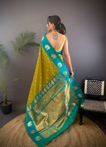 Thumbnail for Sonakshi Women's Mehendi Banarasi Silk Zari Weaving Saree with Blouse