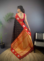 Thumbnail for Sonakshi Women's Black Banarasi Silk Zari Weaving Saree with Blouse