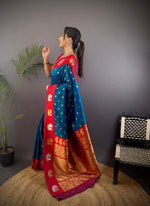 Thumbnail for Sonakshi Women's Morepeach Banarasi Silk Zari Weaving Saree with Blouse