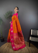Thumbnail for Sonakshi Women's Fenta Banarasi Silk Zari Weaving Saree with Blouse