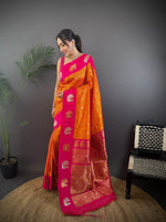 Thumbnail for Sonakshi Women's Fenta Banarasi Silk Zari Weaving Saree with Blouse