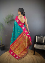 Thumbnail for Sonakshi Women's Seagreen Banarasi Silk Zari Weaving Saree with Blouse