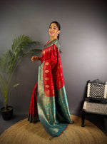 Thumbnail for Sonakshi Women's Maharani Banarasi Silk Zari Weaving Saree with Blouse