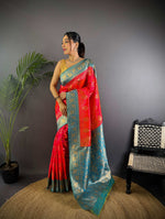 Thumbnail for Sonakshi Women's Gajri Banarasi Silk Zari Weaving Saree with Blouse