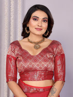 Thumbnail for Sonakshi Women's Maroon Soft Silk Zari Weaving Saree with Blouse