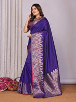 Thumbnail for Sonakshi Women's Royal Blue Soft Silk Zari Weaving Saree with Blouse