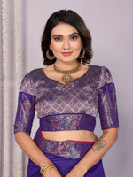 Thumbnail for Sonakshi Women's Royal Blue Soft Silk Zari Weaving Saree with Blouse