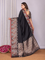 Thumbnail for Sonakshi Women's Black Soft Silk Zari Weaving Saree with Blouse