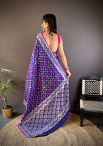 Thumbnail for Sonakshi Women's Blue Lichi Soft Silk Zari Weaving Saree with Blouse