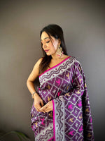 Thumbnail for Sonakshi Women's Wine Lichi Soft Silk Zari Weaving Saree with Blouse