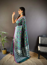 Thumbnail for Sonakshi Women's Green Lichi Soft Silk Zari Weaving Saree with Blouse