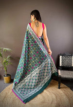 Thumbnail for Sonakshi Women's Green Lichi Soft Silk Zari Weaving Saree with Blouse