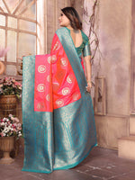 Thumbnail for Sonakshi Women's Peach Banarasi Silk Zari Weaving Saree with Blouse