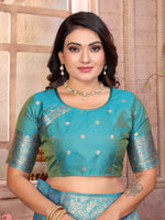 Thumbnail for Sonakshi Women's Peach Banarasi Silk Zari Weaving Saree with Blouse
