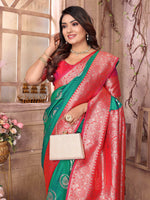 Thumbnail for Sonakshi Women's Green Banarasi Silk Zari Weaving Saree with Blouse
