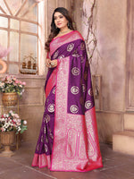 Thumbnail for Sonakshi Women's Jamli Banarasi Silk Zari Weaving Saree with Blouse