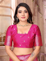 Thumbnail for Sonakshi Women's Jamli Banarasi Silk Zari Weaving Saree with Blouse