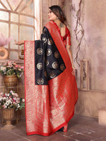 Thumbnail for Sonakshi Women's Black Banarasi Silk Zari Weaving Saree with Blouse
