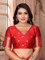 Thumbnail for Sonakshi Women's Black Banarasi Silk Zari Weaving Saree with Blouse