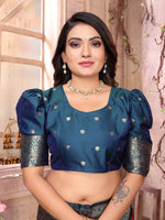 Thumbnail for Sonakshi Women's Wine Banarasi Silk Zari Weaving Saree with Blouse