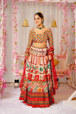 Thumbnail for Sonakshi Women's Multicolor Silk Digital Printed Lehenga Choli Set