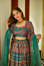 Thumbnail for Sonakshi Women's Feroji Silk Digital Printed Lehenga Choli Set