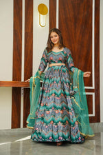 Thumbnail for Sonakshi Women's Rama Silk Digital Printed Lehenga Choli Set