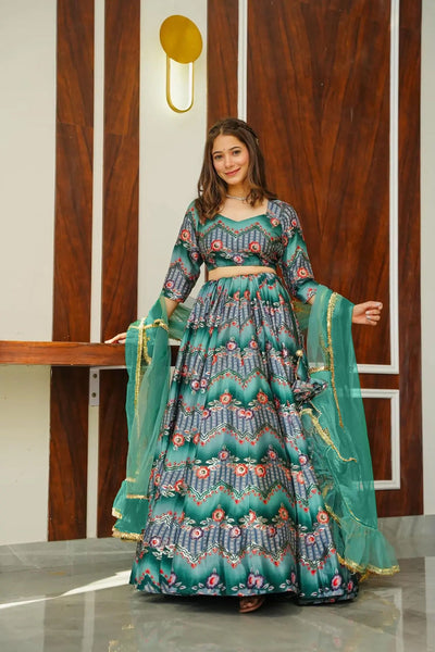 Sonakshi Women's Rama Silk Digital Printed Lehenga Choli Set