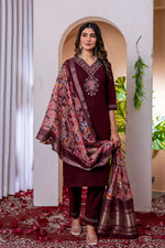 Thumbnail for Sonakshi Women's Wine Marina Viscose Silk Multi Embroidered Sequins With Hand Work Kurta Set With Dupatta