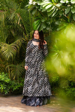 Thumbnail for Sonakshi Women's Black Masleen With Heavy Digital Printed Anarkali Gown Set With Dupatta - Distacart