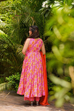 Thumbnail for Sonakshi Women's Pink Masleen With Heavy Digital Printed Anarkali Gown Set With Dupatta - Distacart