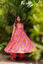 Thumbnail for Sonakshi Women's Pink Masleen With Heavy Digital Printed Anarkali Gown Set With Dupatta - Distacart