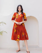 Thumbnail for Sonakshi Women's Rust Kota Checks With Heavy Digital Printed Anarkali Gown Set - Distacart