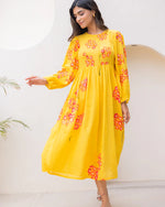 Thumbnail for Sonakshi Women's Yellow Kota Checks With Heavy Digital Printed Anarkali Gown Set - Distacart