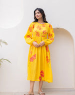 Thumbnail for Sonakshi Women's Yellow Kota Checks With Heavy Digital Printed Anarkali Gown Set - Distacart