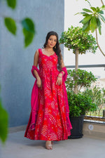 Thumbnail for Sonakshi Women's Pink Heavy Rayon With Heavy Digital Printed Anarkali Gown Set With Dupatta - Distacart