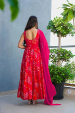 Thumbnail for Sonakshi Women's Pink Heavy Rayon With Heavy Digital Printed Anarkali Gown Set With Dupatta - Distacart