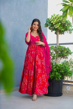 Thumbnail for Sonakshi Women's Pink Heavy Rayon With Heavy Digital Printed Anarkali Gown Set With Dupatta - Distacart